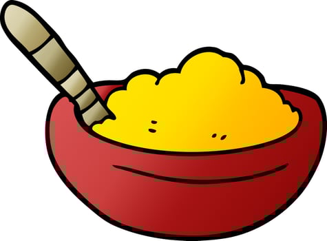 cartoon doodle bowl of polenta vector