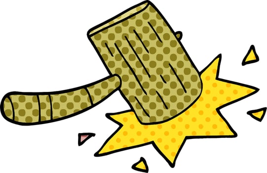 cartoon doodle wooden mallet vector
