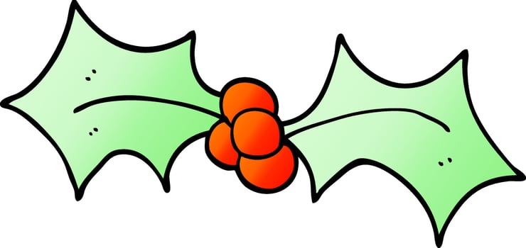 cartoon doodle christmas holly vector