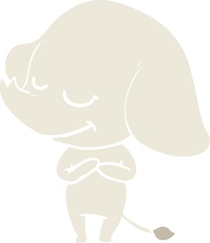 flat color style cartoon smiling elephant vector