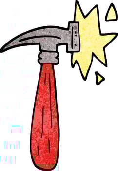cartoon doodle hammer banging vector