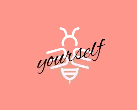 be yourself quote with bee icon vector
