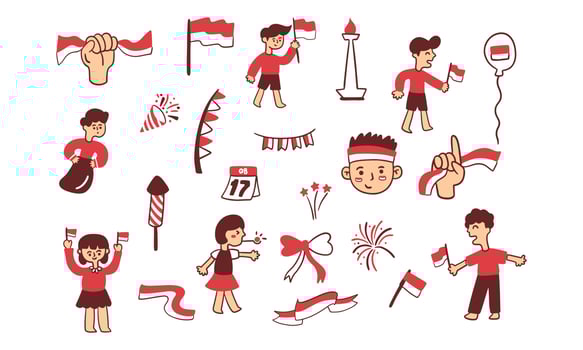 Indonesia independence day. Dirgahayu Indonesia merdeka. Vector icon shape illustration