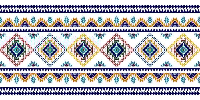 Ikat ethnic seamless pattern design. Aztec fabric carpet mandala ornaments textile decorations wallpaper. Tribal boho native ethnic turkey traditional embroidery vector background