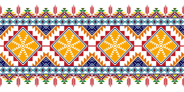 Ikat ethnic seamless pattern design. Aztec fabric carpet mandala ornaments textile decorations wallpaper. Tribal boho native ethnic turkey traditional embroidery vector background