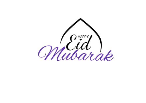 happy eid mubarak calligraphy with mosque dome ornaments.lettering eid mubarak vector