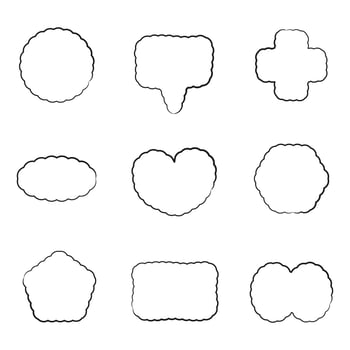 Black outline bubbles speech set isolated on white background, vector illustration