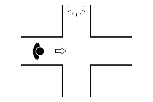 Top view, silhouette of human standing with crossroads, vector illustration