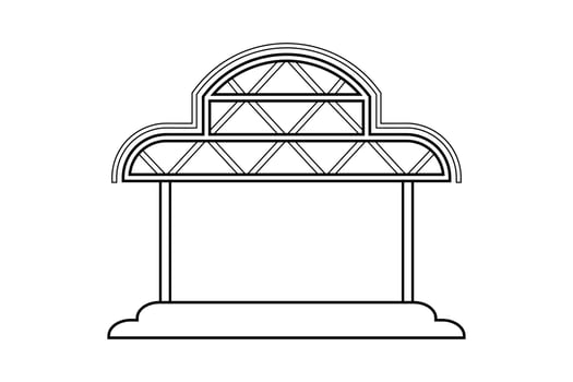 Abstract outline drawing, space frame structure of warehouse asia style vector illustration