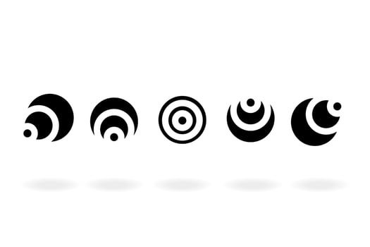 Set of black and white target icon with abstract circle isolated on white background, vector illustration