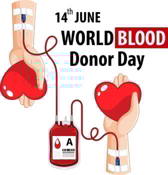June blood donor day text and icon vector