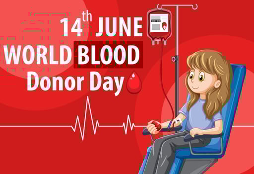 June blood donor day text and icon vector