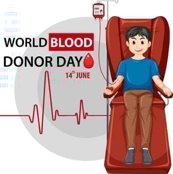 June blood donor day text and icon vector