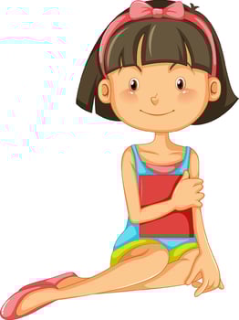 A beautiful girl sitting on the floor holding a book vector