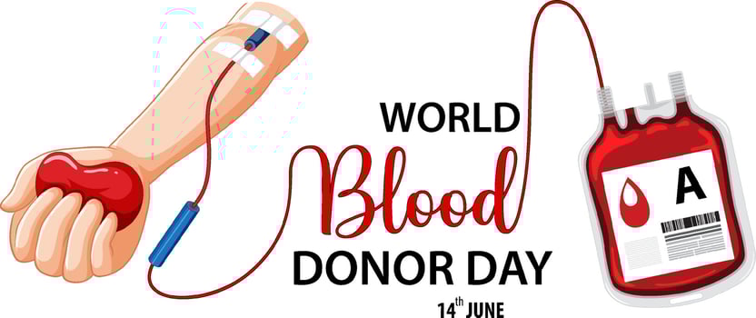 June blood donor day text and icon vector