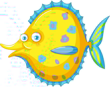 A cute halibut fish on white background vector