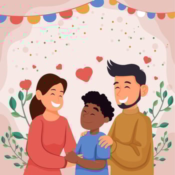Interracial Family with Adopted Son vector
