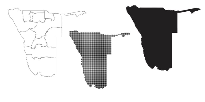 Namibia map isolated on a white background. vector