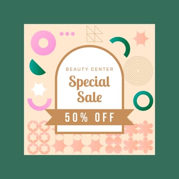 Gradient geometric cosmetic sale social media post. - Vector. vector