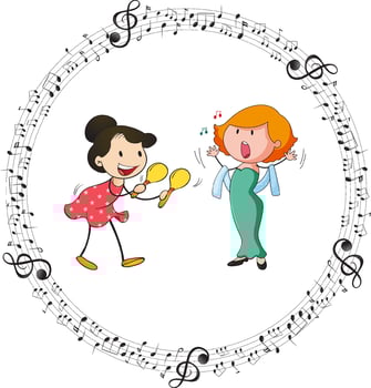 Cartoon character doodle music band vector