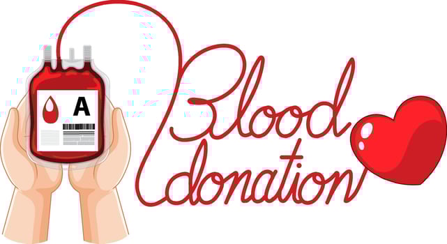 Blood donation symbol with hand and blood bag vector