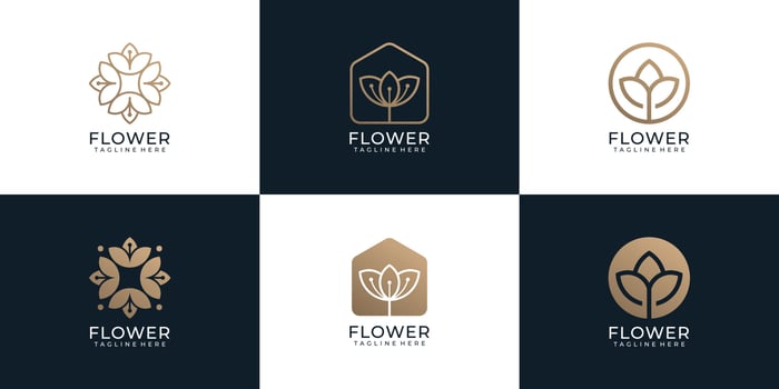 Set of minimalist flower beauty spa logo vector concept inspiration