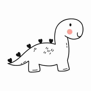 Cute dinosaur. Baby dino. Vector doodle illustration for a child. Coloring book.