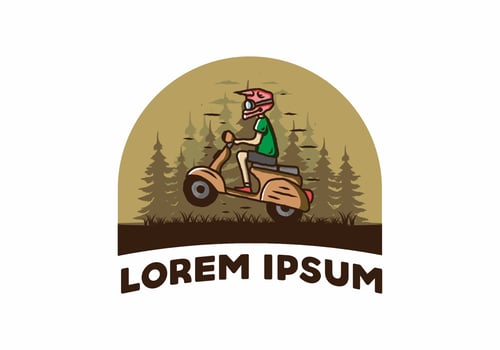 Standing scooter in the forest illustration vector