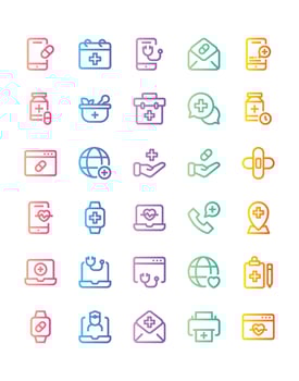 Online Healthcare  Icon Set 30 isolated on white background vector