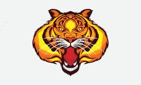 tiger head angry face design for tshirt design vector