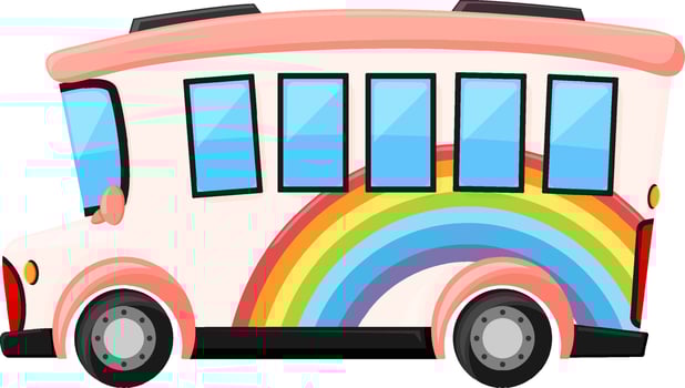 Simple cute school bus on white background vector