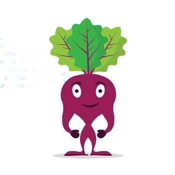 Cute funny beet vegetable character. Vector hand drawn cartoon kawaii character illustration icon. Isolated on white background. Beet vegetable character concept