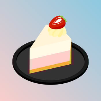plate of strawberry cheesecake vector