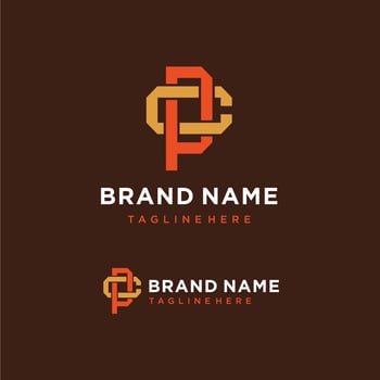 letter pc cp logo design vector