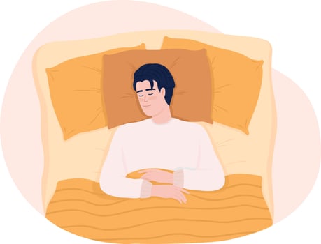 Sleep on back in relaxed position 2D vector isolated illustration