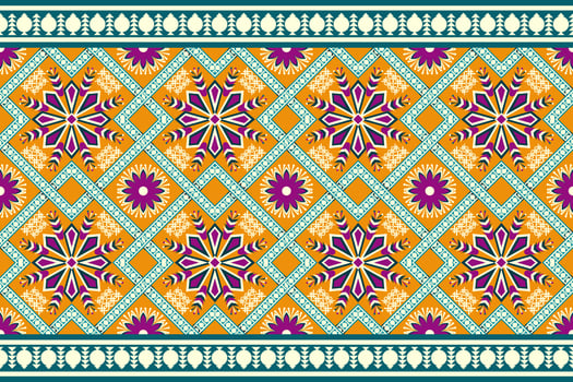 Geometric ethnic oriental ikat pattern traditional Design for background,carpet,wallpaper,clothing,wrapping,Batik,fabric,Vector illustration.embroidery style. vector