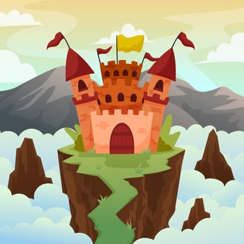 Castle in Nature Above the Clouds vector