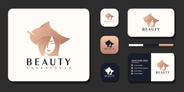 Beauty women ,beauty care ,women face , gold color ,elegance ,logo and business card reference Premium Vector