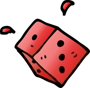 cartoon doodle rolling dice vector