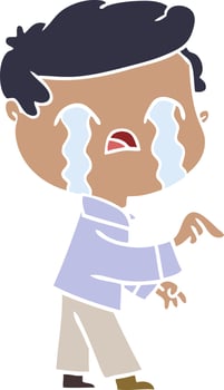 flat color style cartoon man crying vector