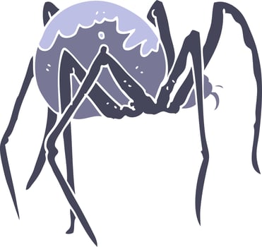 flat color illustration of a cartoon creepy spider vector