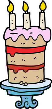 cartoon doodle birthday cake vector