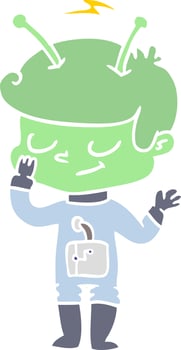 friendly flat color style cartoon spaceman vector