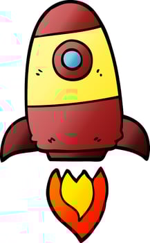 cartoon doodle space rocket vector
