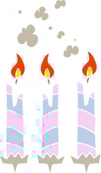 flat color illustration of a cartoon birthday cake candles vector