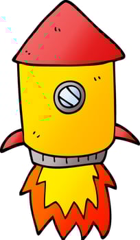 cartoon doodle space rocket vector