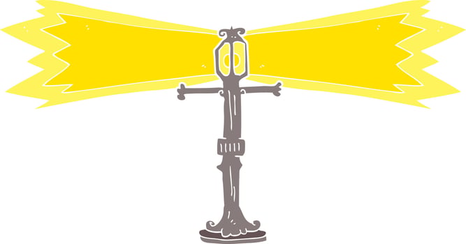 flat color illustration of a cartoon shining street lamp vector
