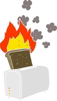 flat color illustration of a cartoon burnt toast vector