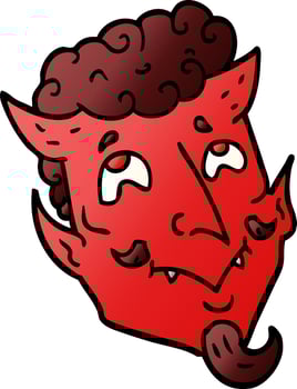cartoon doodle devil face vector
