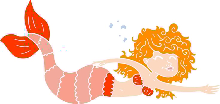 flat color style cartoon mermaid vector